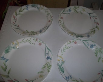 4 Corelle My Garden Dinner Plates, Made in the USA