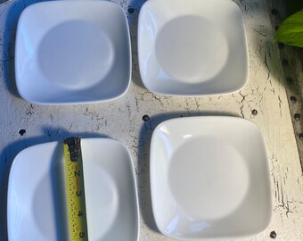 4 Corelle Just White Sq Bread Plates