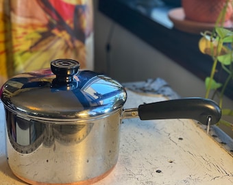 3 Quart Revere Ware Copper Clad Bottom Pot & Lid, Stainless Steel