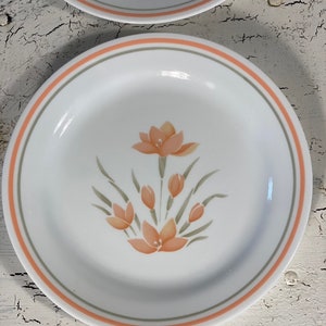 4 Corelle Peach Floral BreadPlates 7 1/4"