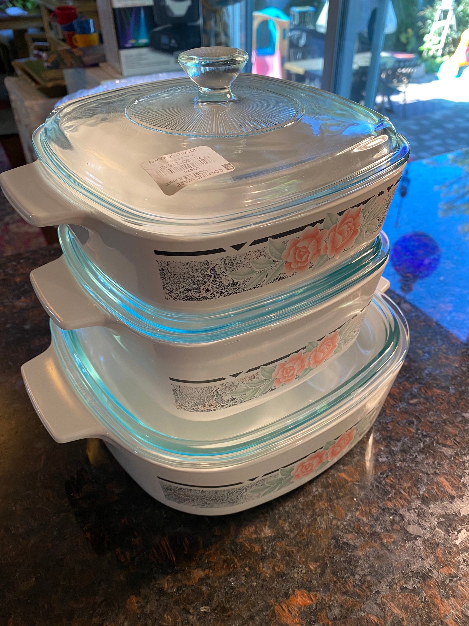 Corning Ware Set of 3 Silk & Roses Pans W/ Pyrex Lids Etsy