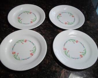 4 Corelle Spring Breeze Bread plates 7 1/4" Plates, Made in the USA