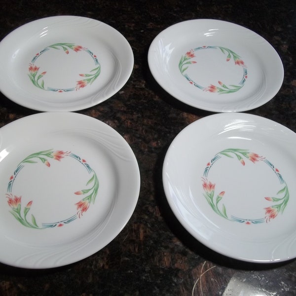 4 Corelle Spring Breeze Bread plates 7 1/4" Plates, Made in the USA