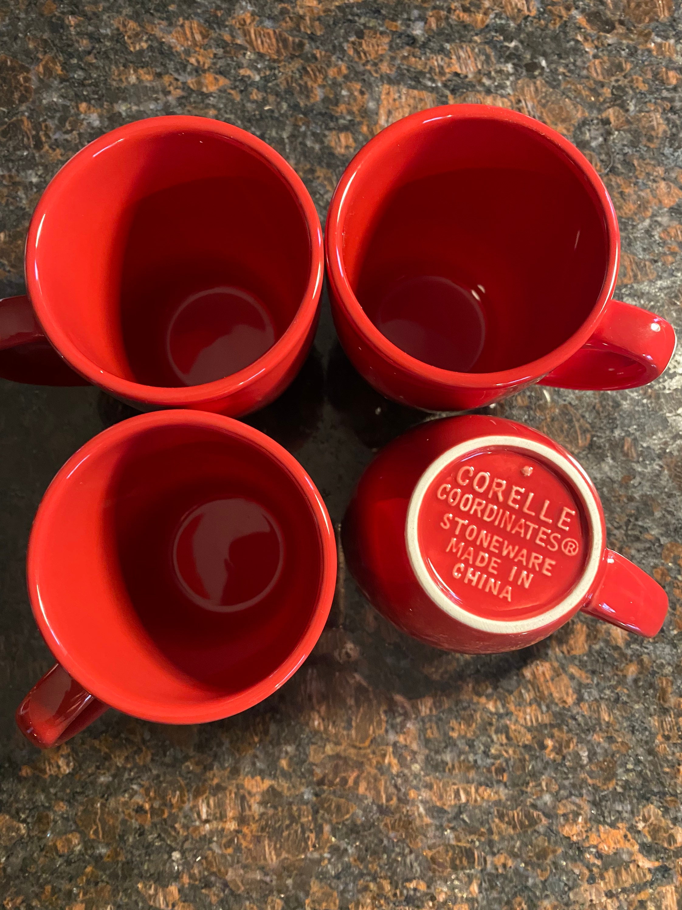Corelle top red mugs