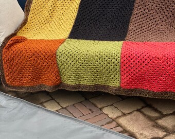 Beautiful Stained Glass Afghan 60" Sq Crochet Queen Size