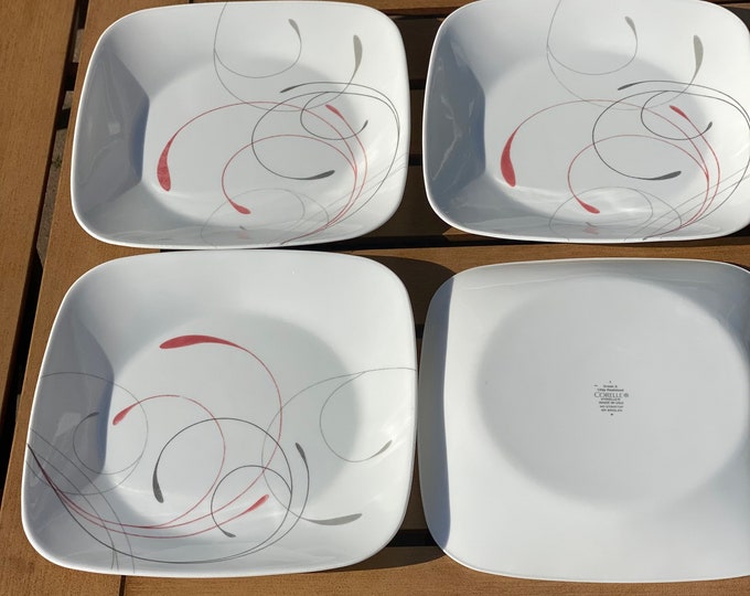 4 Square Luncheon / Salad Plates Corelle 9 Splendor Etsy