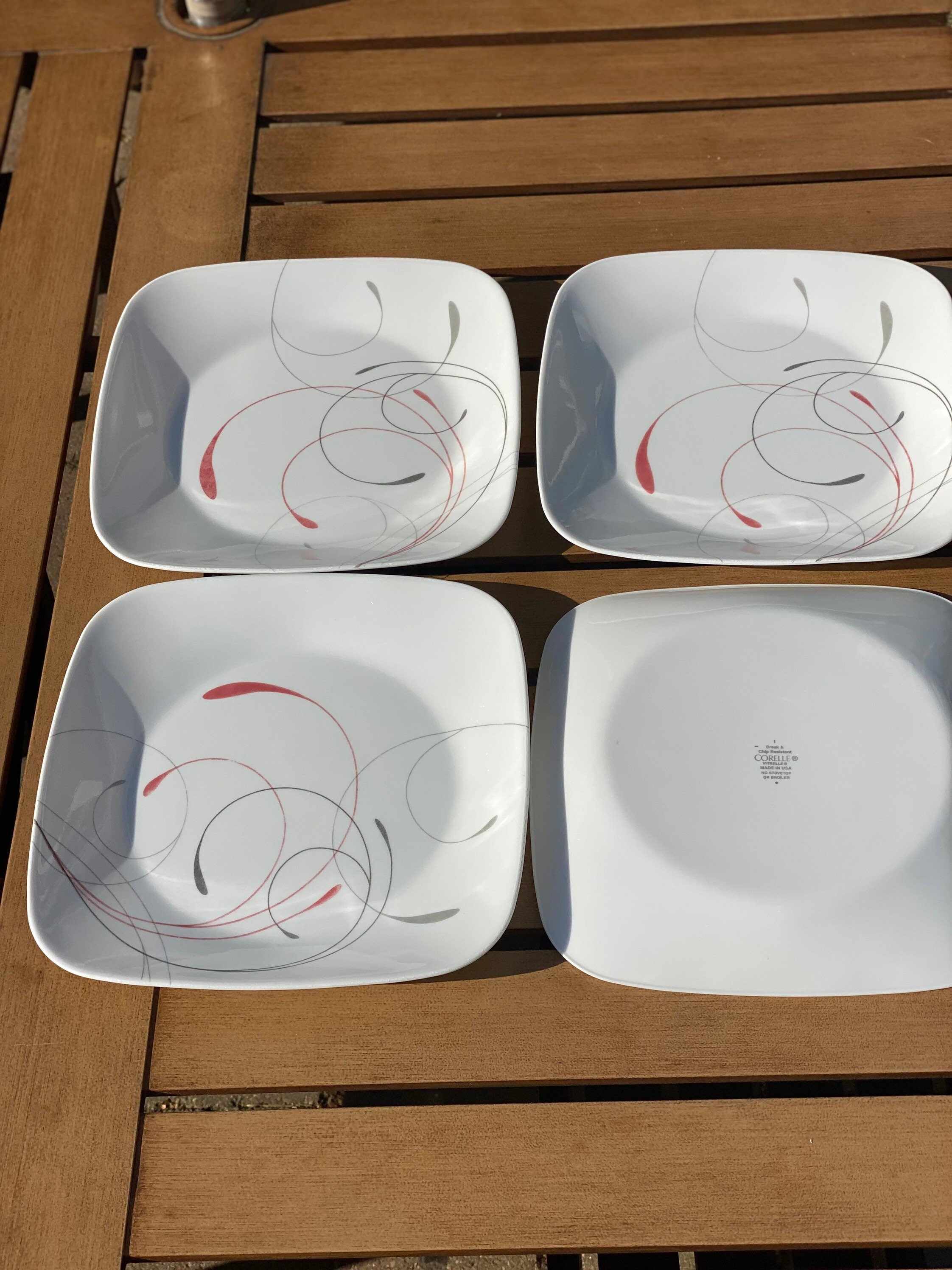 4 Square Luncheon / Salad Plates Corelle 9 Splendor Etsy