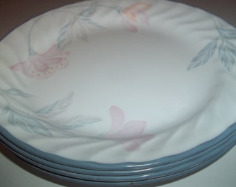 4 Corelle Pink Trio Bread plates 7 1/4" Plates, Made in the USA