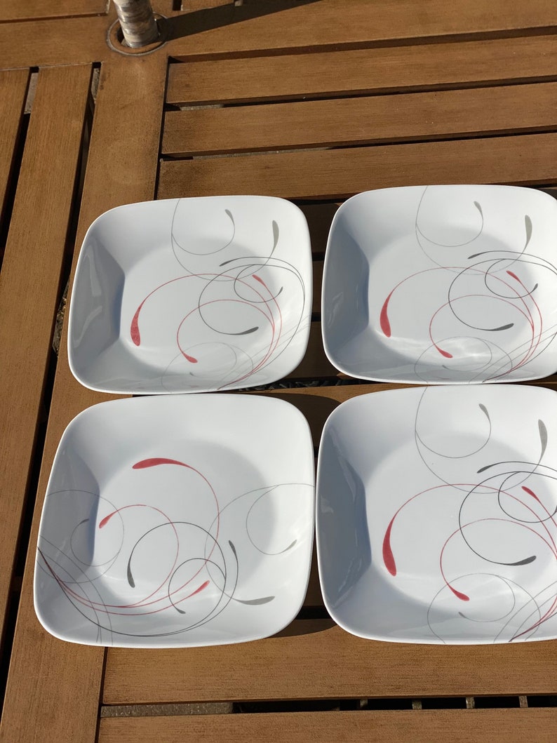 4 Square Luncheon / Salad Plates Corelle 9 Splendor Etsy