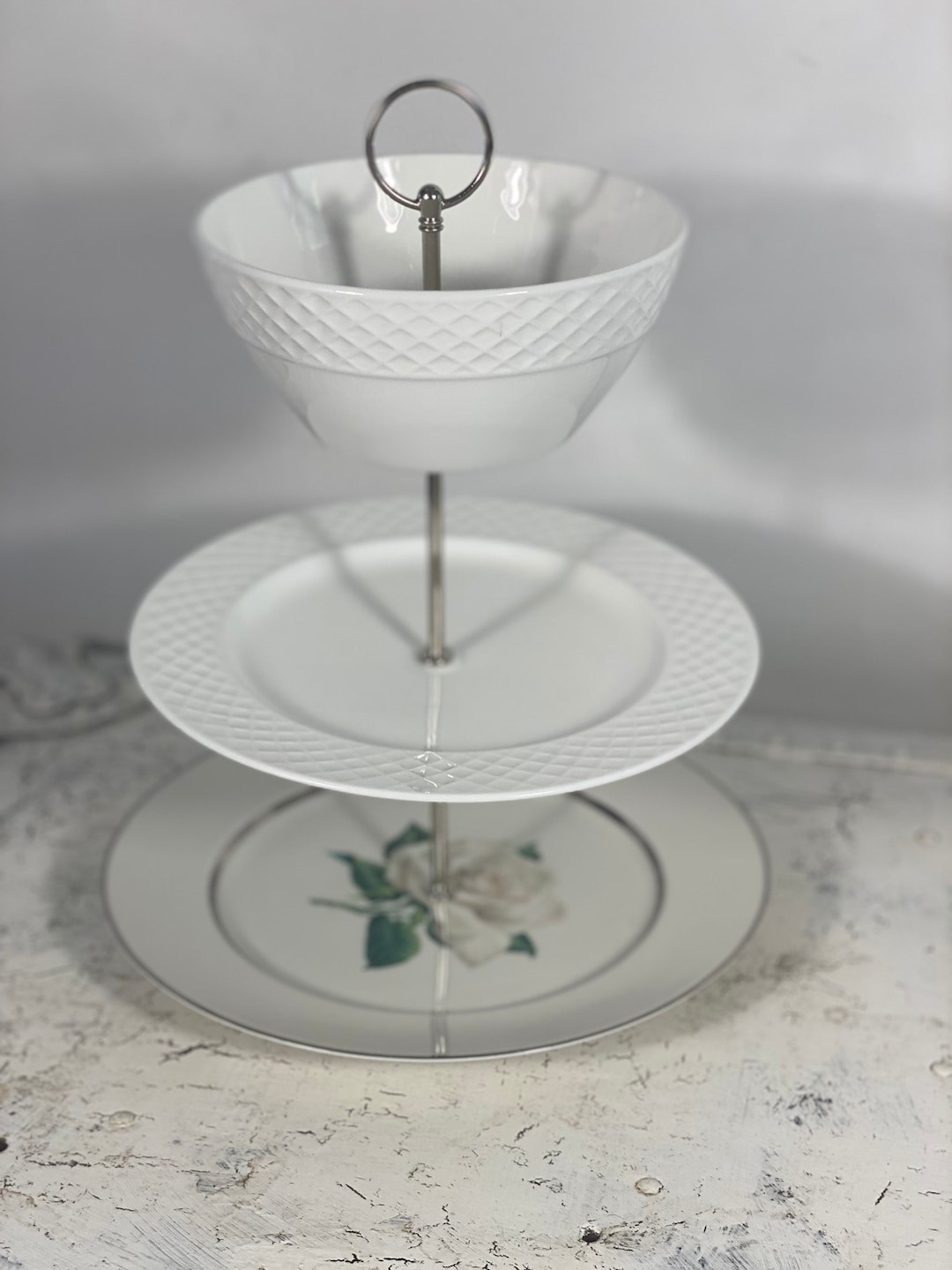 Wedding Mikasa Trellis & White Rose soporte para pasteles de Etsy España