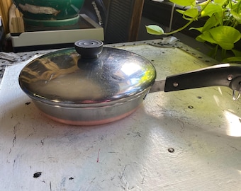 8" Fry Pan Revere Ware Copper Bottom with lid