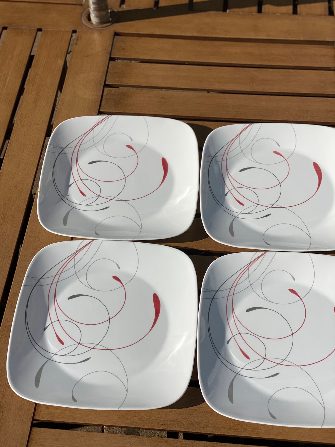 4 Square Luncheon / Salad Plates Corelle 9 Splendor Etsy