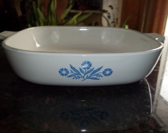 Vintage P-10-B Pyrex Corning Corn Flower 10" Shallow With out Lid, Casserole/Baking Pan