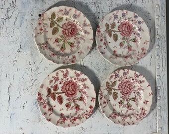 4 Johnson Brothers England  Rose Chintz Bread 6 1/8" Plates