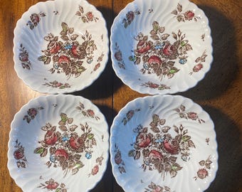 4 Johnson Brothers England Devon Sprays 6 1/8” Sq Bowls