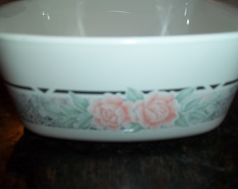 Silk and Roses Corning Ware  A-1 1/2-B  1.5Liter