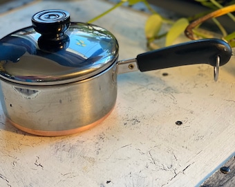 1 Quart Revere Ware Copper Clad Bottom Pot & Lid, Stainless Steel