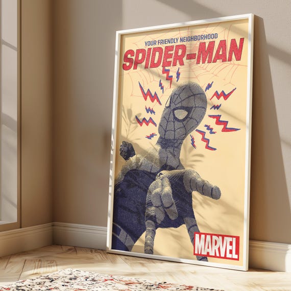 レトロスパイダーマンコミックポスター | マーベルウォールアート