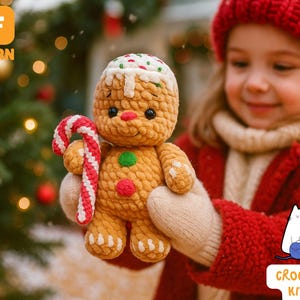Christmas Gingerbread Man Plush Crochet toy PDF, Christmas Gingerbread Man Decoration DIY Tutorial ,