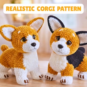 Realistic Corgi Crochet Pattern PDF | Detailed Dog Amigurumi | Standing Puppy | Step-by-Step Tutorial