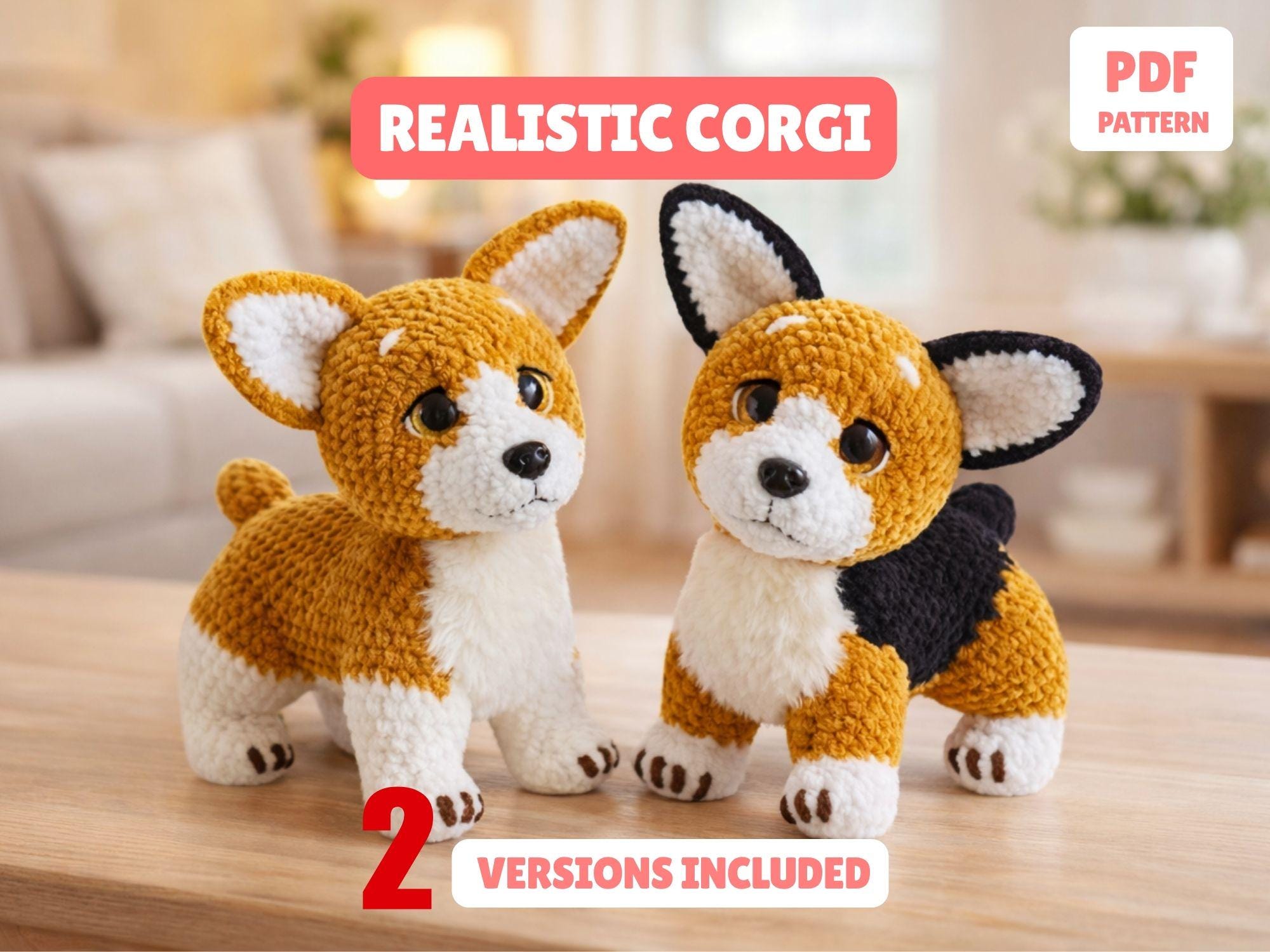 Realistic Corgi Crochet Pattern PDF