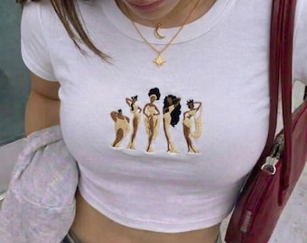 The Muses Hercules Embroidered Baby Tee, Greek Goddess Tank top, Disney Hercules Inspired Crop Top, Retro Princess Tee, Gift for her