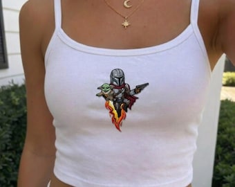 Canotta ricamata con i personaggi di Mandalorian e Grogu della Disney, maglietta "This is the way" di Star Wars per bambini, completo per i parchi Disney, regalo per un viaggio a Disneyland per lei