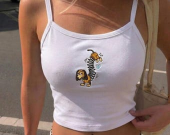 Slinky Dog Embroidered Tank Top, Toy Story Inspired Baby tee, Cute Y2K Disney trip tee, Disney matching tee, gift for her