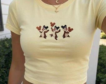 Disney Dale Chipmunk Mickey Ice Cream Embroidered Tank Top, Cute Chip And Dale baby tee, Disney trip matching tee, gift for her