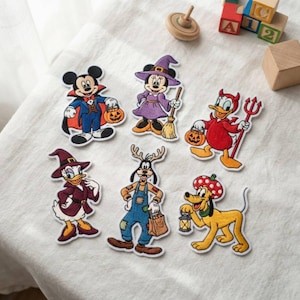 Disney Mickey Halloween geborduurde strijk-/naaipatch, Mickey Minnie Donald Daisy Goofy Pluto Halloween patches, Trick or Treat applicatie