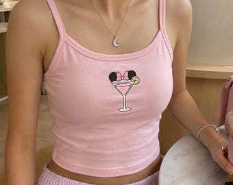 Canotta personalizzata con ricamo a tema Epcot, maglietta con Topolino, Minnie, Paperino e Pippo, ideale per un viaggio Disney, vacanze di gruppo o come regalo per lei.