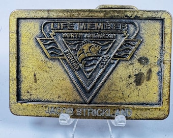 Vintage NAFC Life Mitglied Gürtelschnalle: Personalisierte Angler Sammlerstück