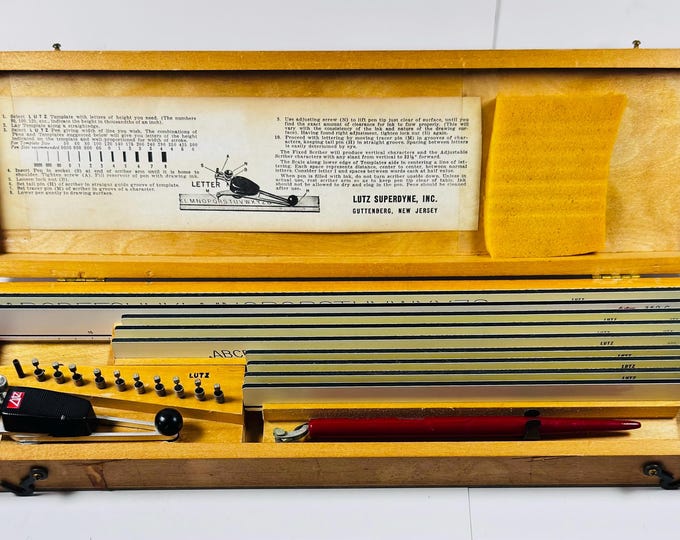 Vintage Lutz Superdyne Lettering Set – Drafting Templates, Scriber ...