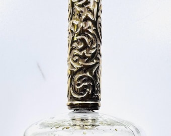 Vintage Avon Perfume Bottle – Ornate Floral Gold Cap – Bubble Glass Vanity Collectible