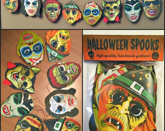 Hallows Eve Masks Garland Halloween Banner