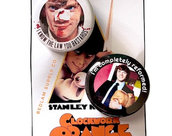 Real Horrorshow - 1.5” pin back Clockwork Orange Button Set