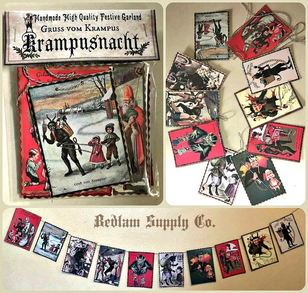 Krampus Garland Postcard Banner