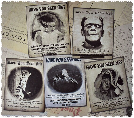 Missing Monster Series: Set of 5 Stickers - Etsy