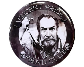 Vincent Price Fiend Club- Large Pin Back Fan Club Button