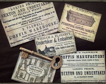 Coffins and Undertakers - Victorian Ads Sticker Set