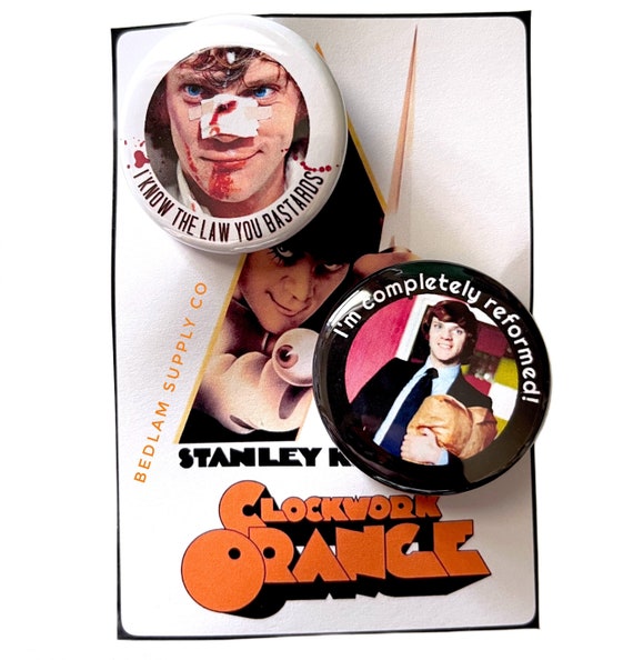 Real Horrorshow - 1.5” pin back Clockwork Orange Button Set
