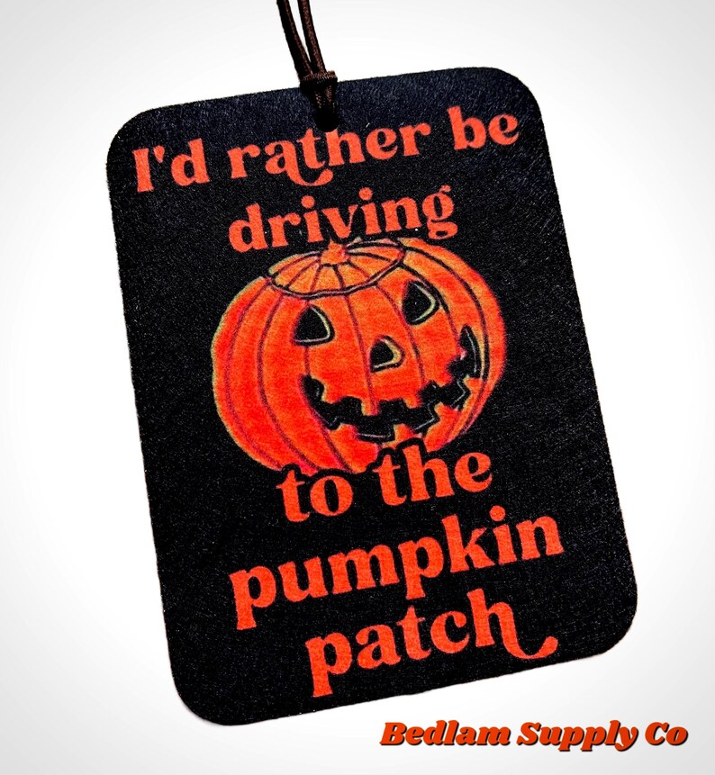 Rather be at the pumpkin patch - non-scented air freshener car mirror charm image 2