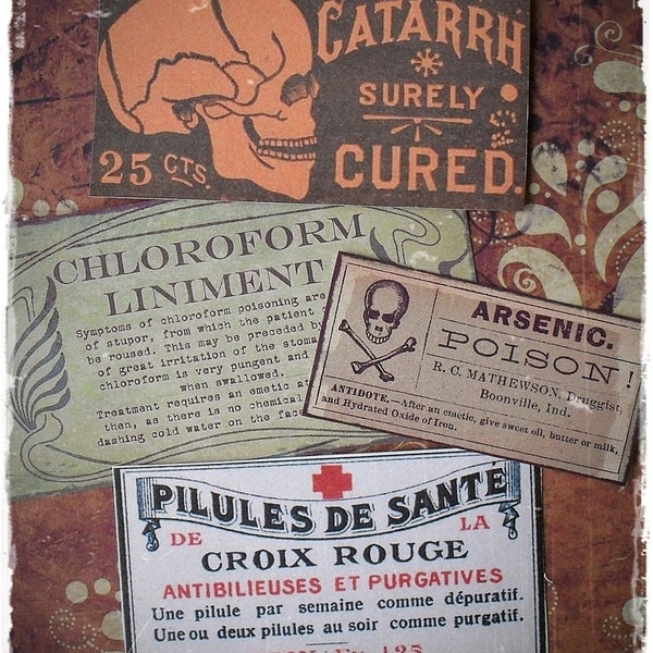 SALE - Vintage Poisons - Sticker Label Set