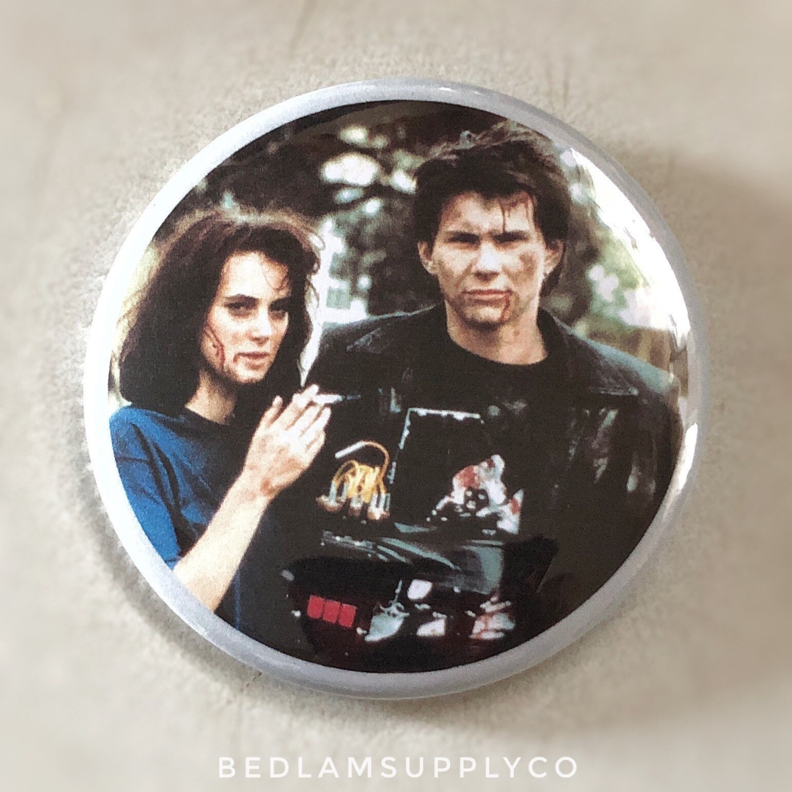 Veronia and J.D. - Large Heathers Button