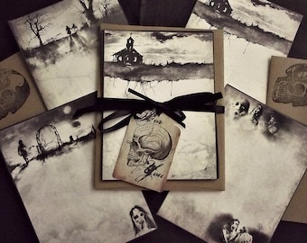 Scary Stories - 10 Note Card Set with Skull Envelopes