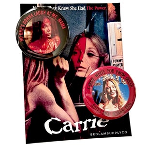 The Carrie White pack - 1.5” pin back Button Set