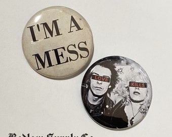 Sid and Nancy - 1.5” pin back Button Set