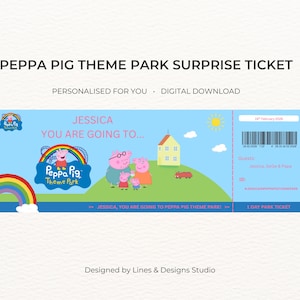 Personalised Peppa Pig Theme Park Ticket - Surprise Trip Reveal (Printable)