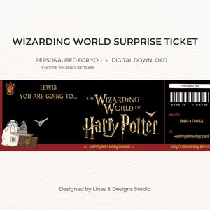 Gepersonaliseerd Harry Wizard World-ticket, verrassingsreisonthulling (afdrukbaar)