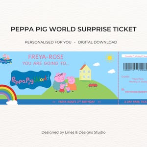 Personalised Peppa Pig World Theme Ticket – Surprise Trip Reveal (Printable)